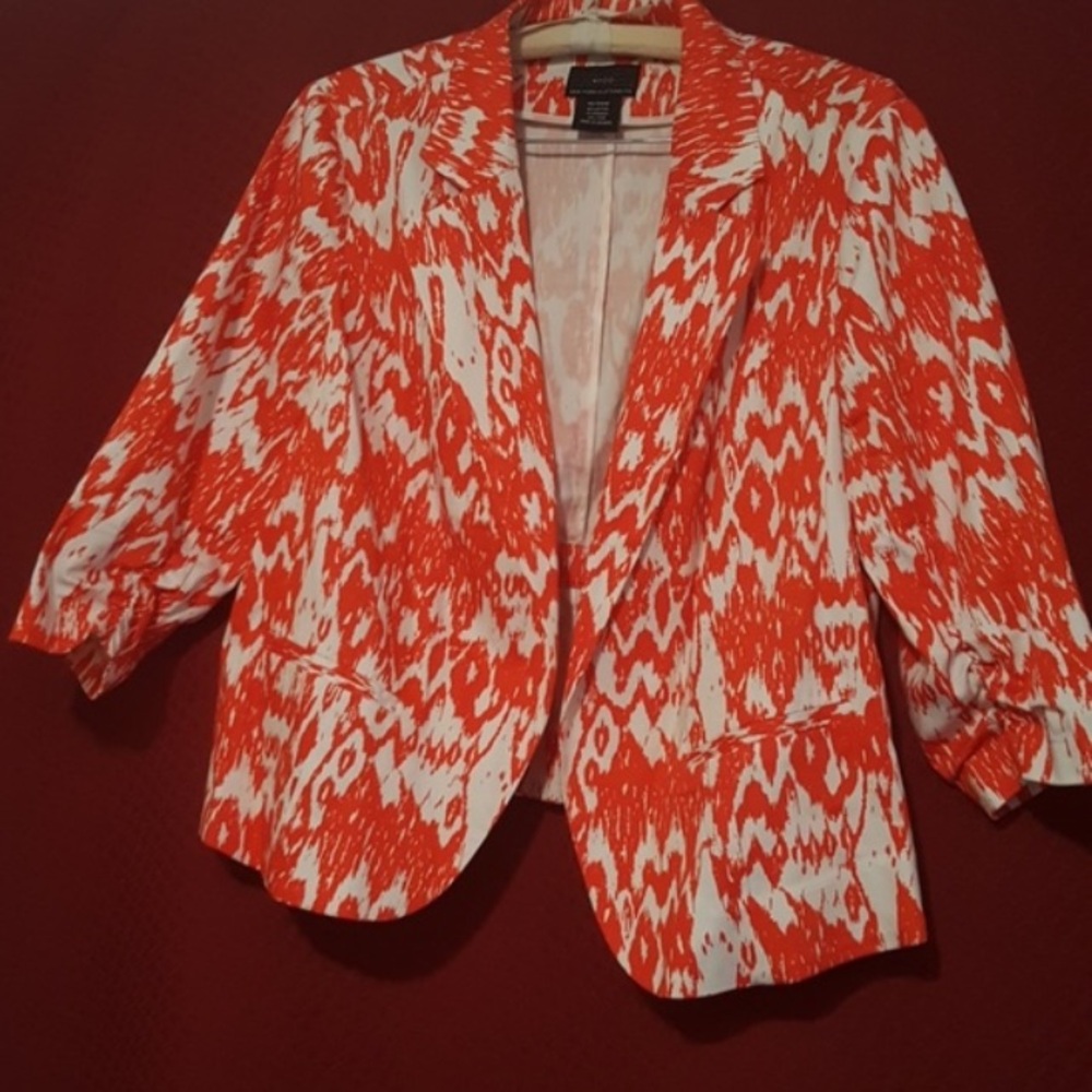 Georgeous Women orange and white Blazer, size large, used $7.00